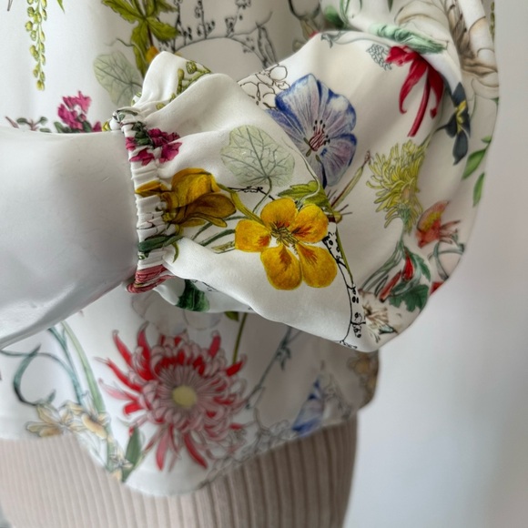 Parker Womens Abby Floral Cold Shoulder Blouse Silk Size S - Picture 12 of 12